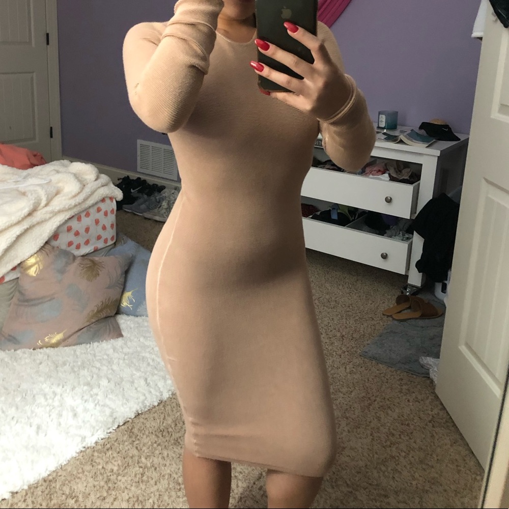 Sorella nude bodycon midi dress